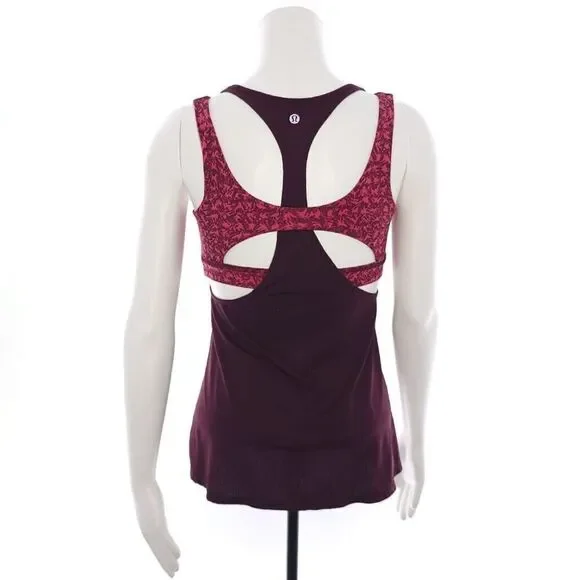 Lululemon Burgundy Built In Bra Athletic Womens Size 6 Tank Top - Picture 6 of 11